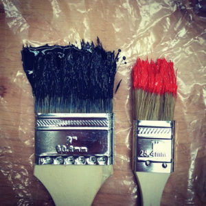 messy paintbrushes